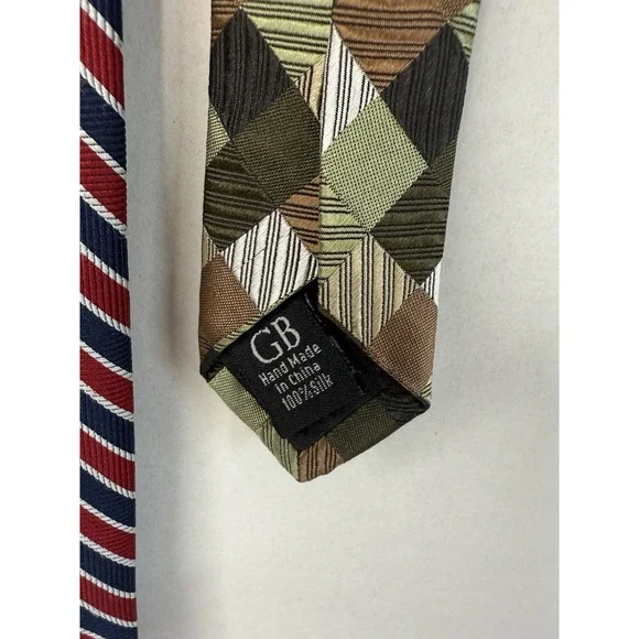 Lot 2 Designer Ties Paco Rabanne Paris Geoffrey Beene Silk Polyester - Picture 4 of 4